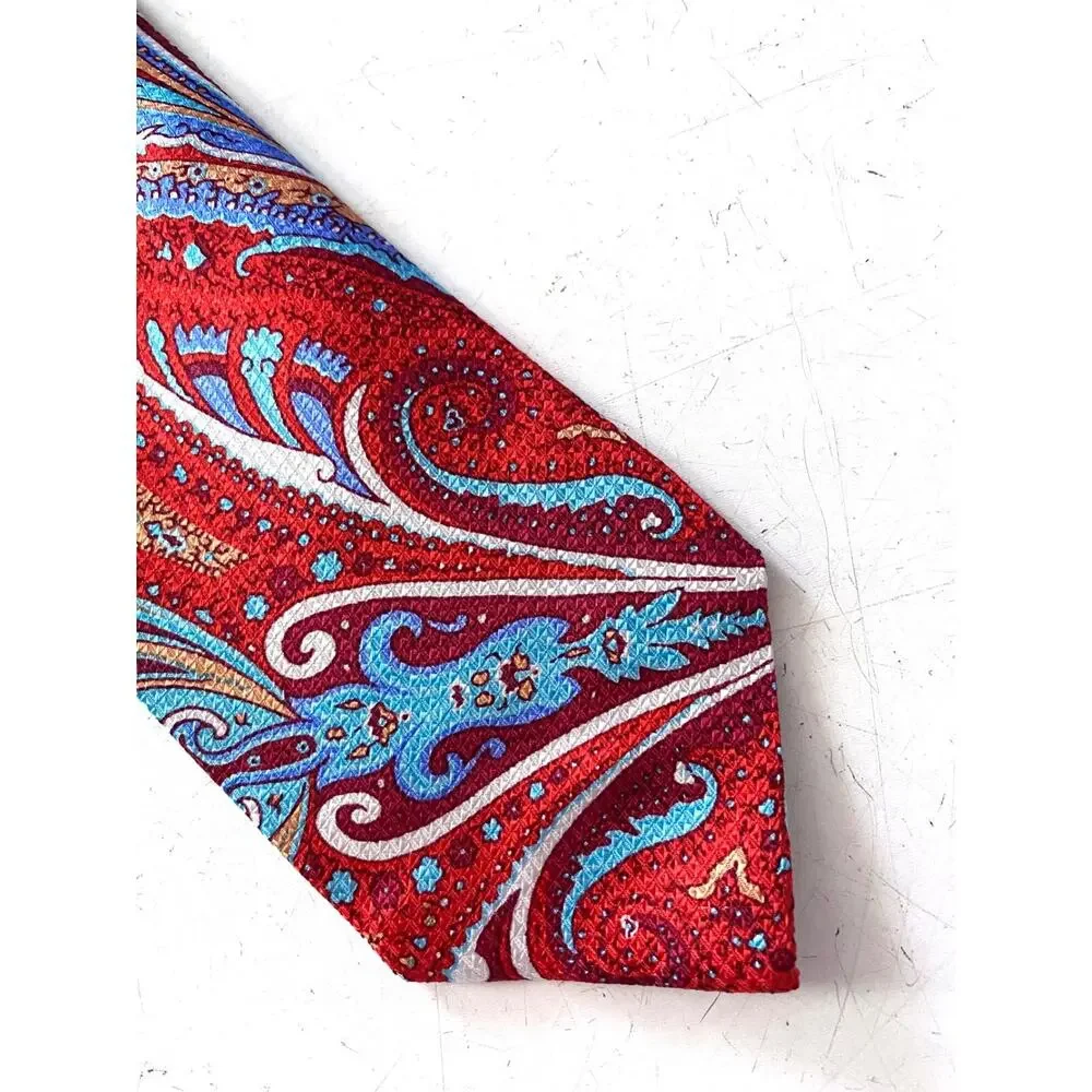 Daniel Cremieux Nwt Textured Red Blue Silk Made in Italy Neck Tie